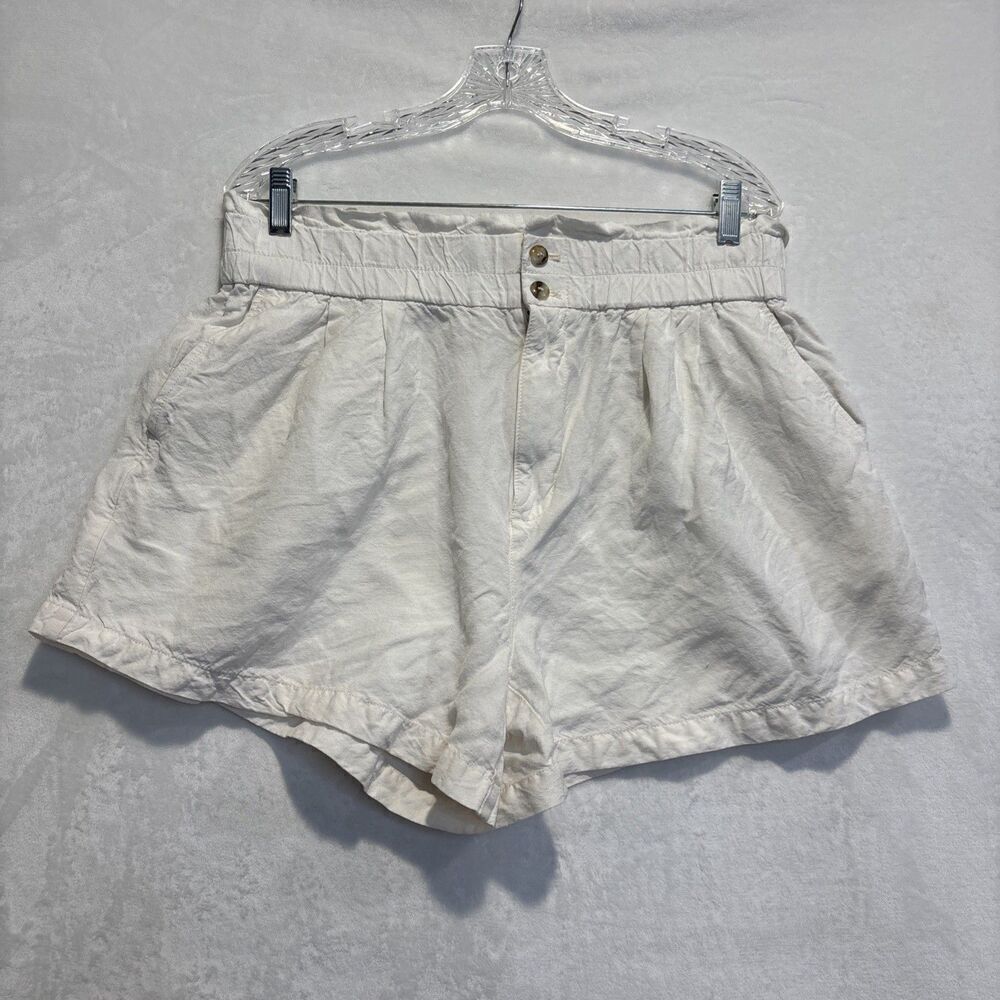Madewell Women's Paperbag Pull On Linen Blend Ivory Lighthouse Shorts Size Large - Picture 1 of 15
